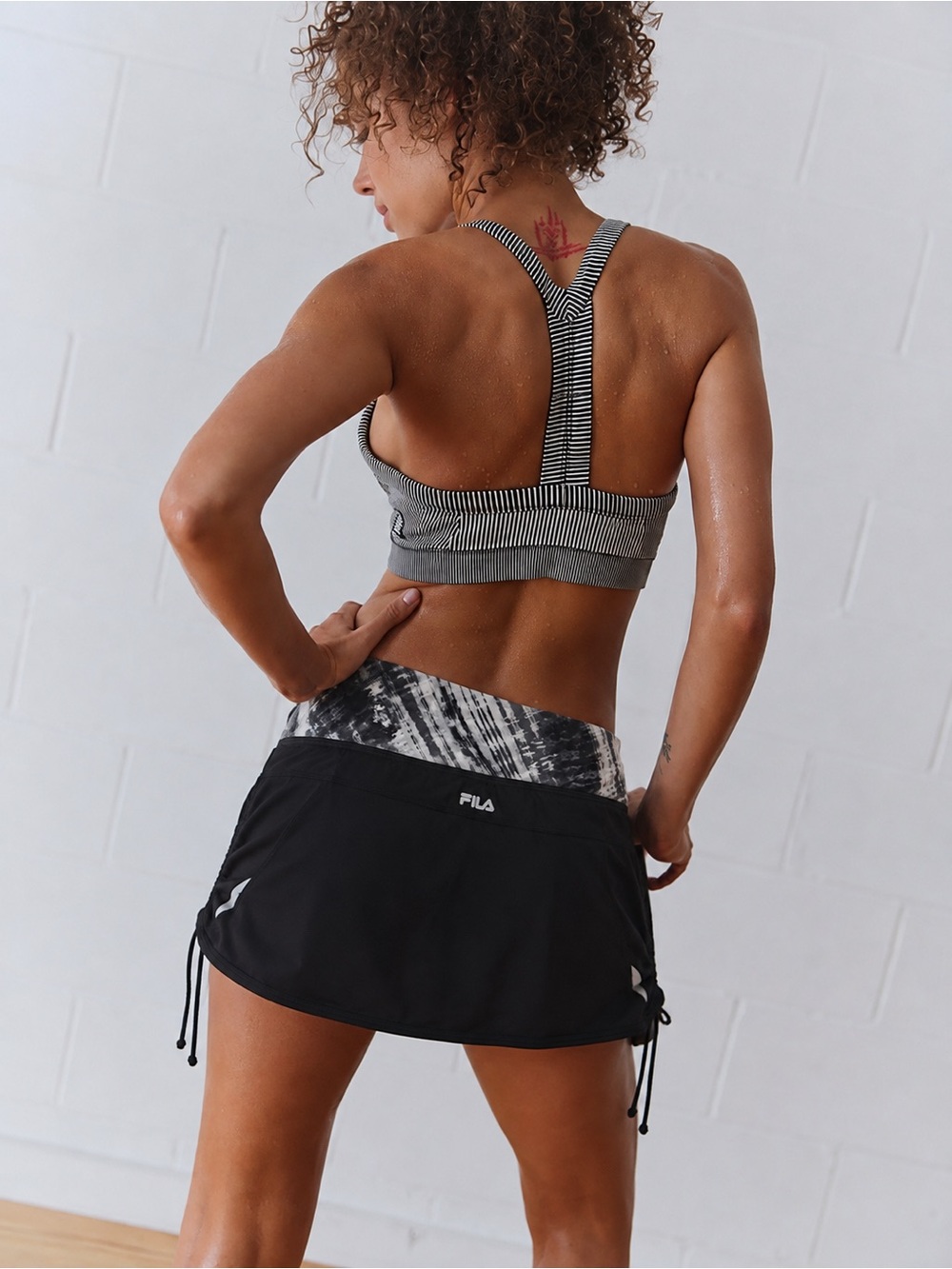 161. FILA Black Athletic Skort with Tie-Dye Waistband